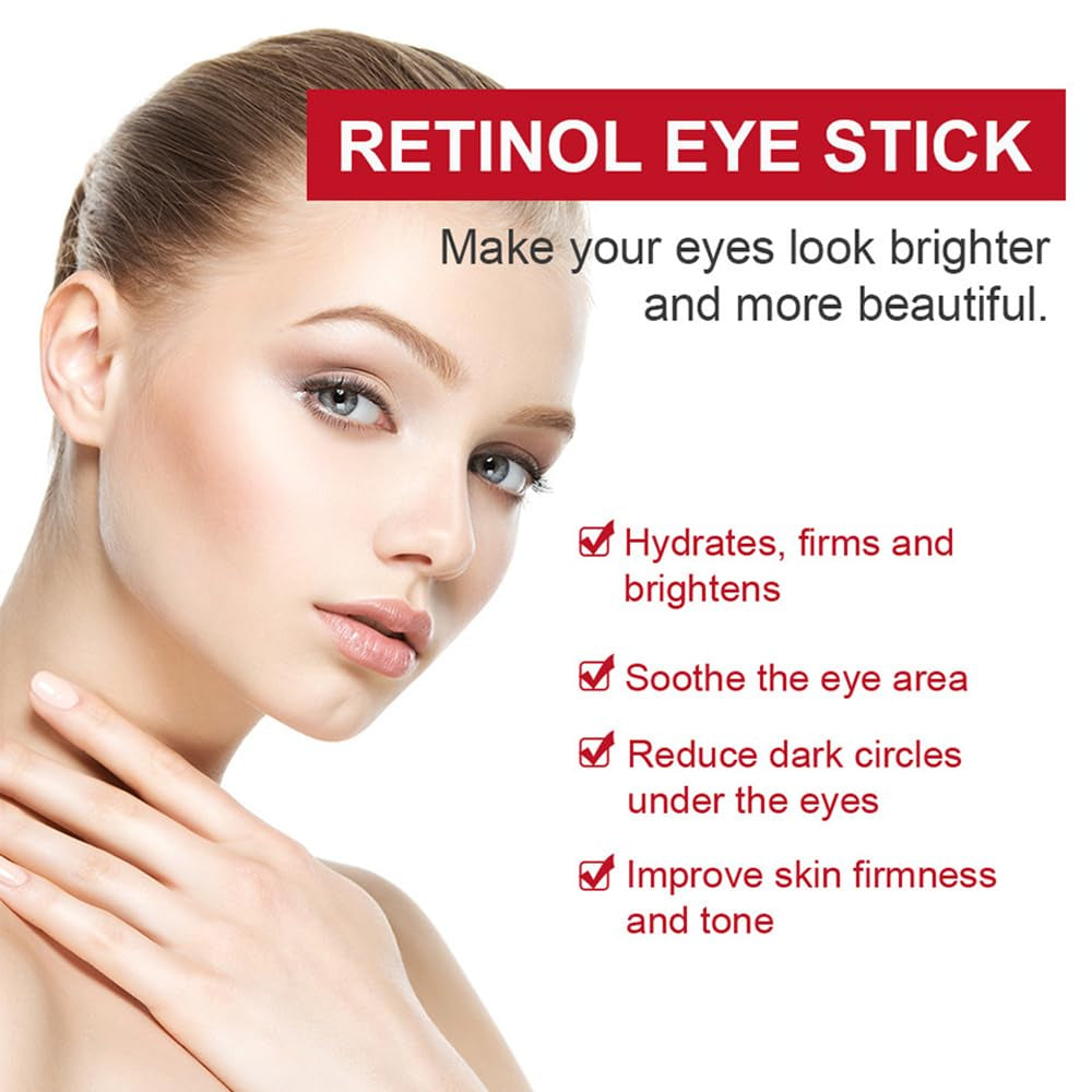 Retinol Eye Stick, Retinol Eye Cream with Collagen,Hyaluronic Acid for Dark Circle, Wrinkles, under Eyecream anti Aging, Reduces Puffiness Fine Lines, Visible Results in 3-4 Weeks