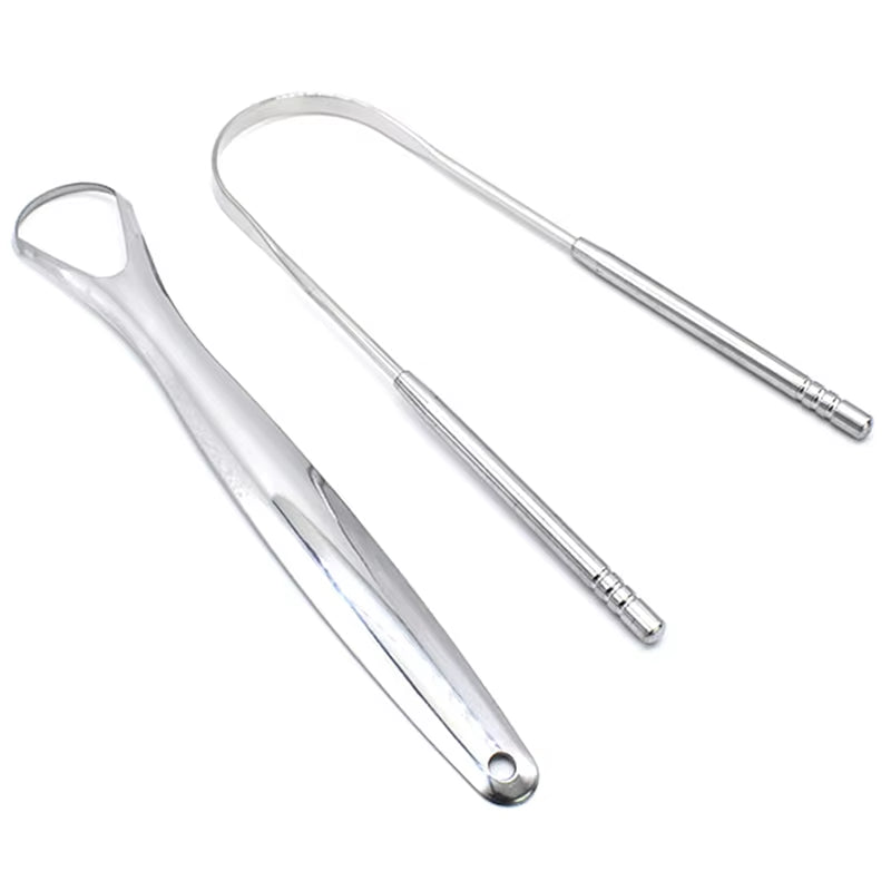 1/2PCS Stainless Steel U Type Tongue Scraper Cleaner Fresh Breath Cleaning Coated Tongue Toothbrush Oral Hygiene Care Tools