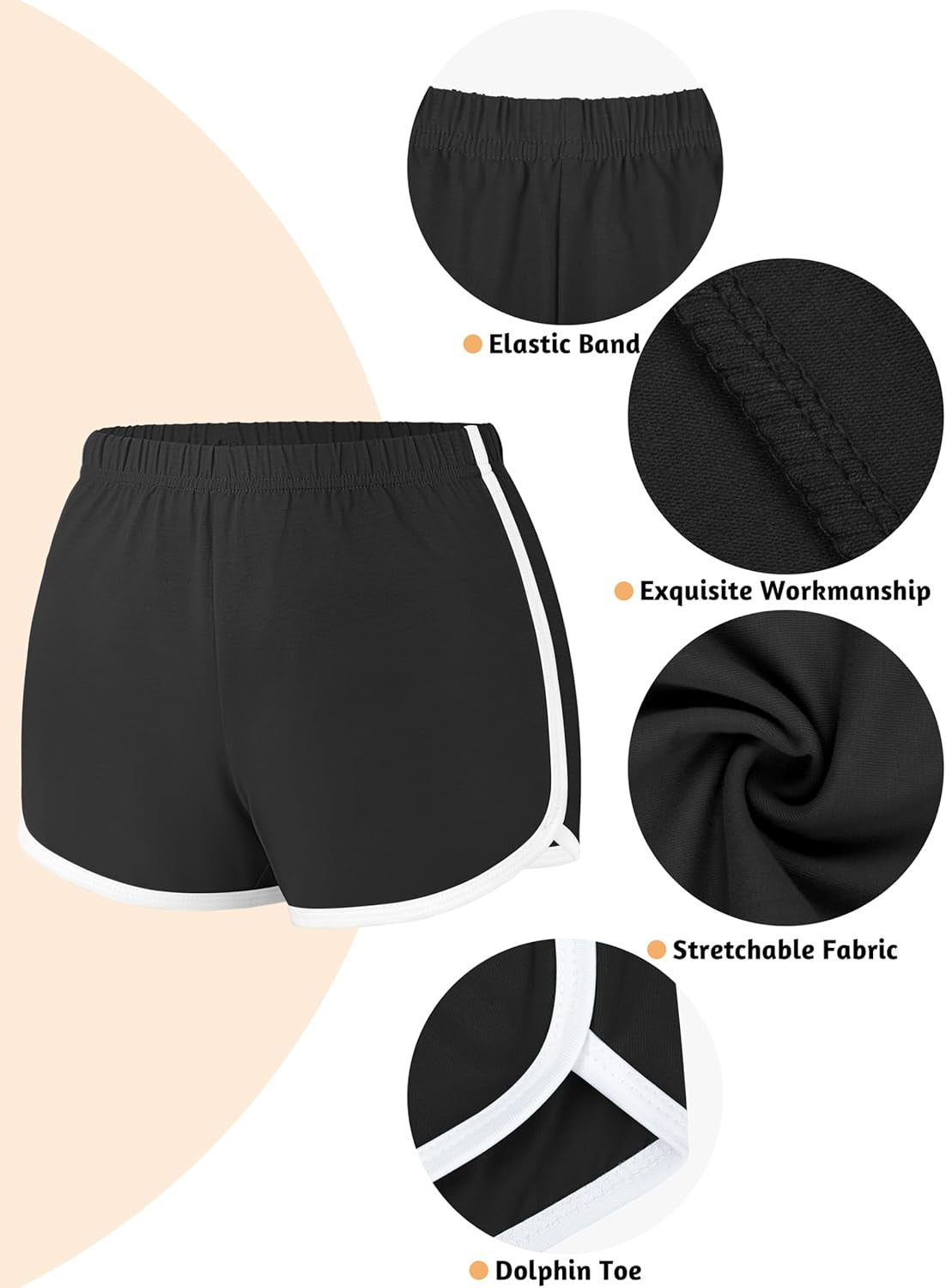 Women's 4-Pack Cotton Athletic Shorts for Yoga, Gym, Dance, and Running