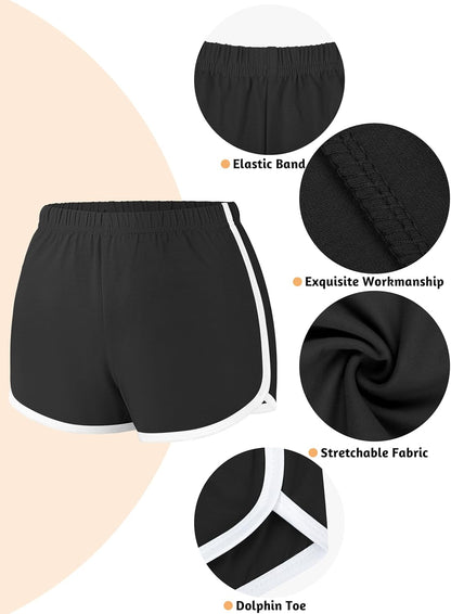 Women's 4-Pack Cotton Athletic Shorts for Yoga, Gym, Dance, and Running